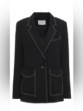 Joie Tabora Black Blazer with contrast White Stitching Size 0 Pristine